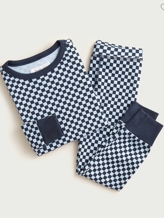 crewcutd Other - Kids Checkerboard Long Sleeve Pajama Set - Black & White